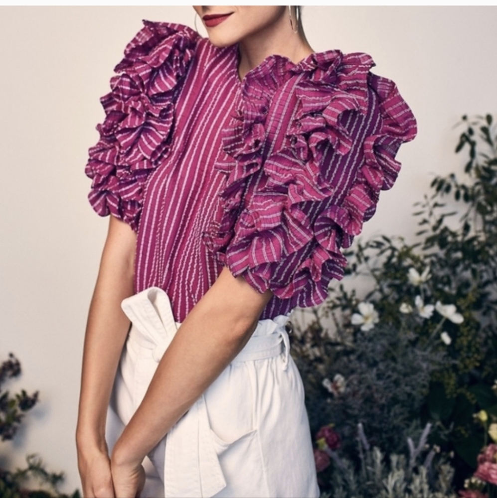 Kate Hudson Women Happy X Nature Cascade Ruffle Top Size XS